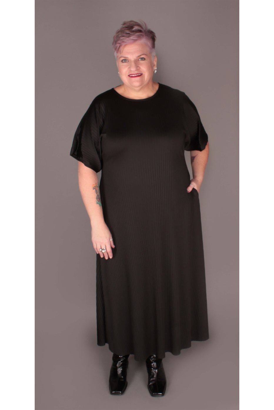 Robe Froissée Noire Mat